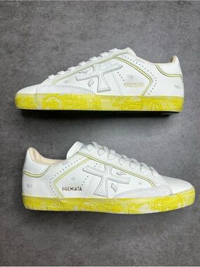 Premiata Stevend VAR. 6668 White Yellow NWT Size 39 US 7.5 Women’s Sneakers
